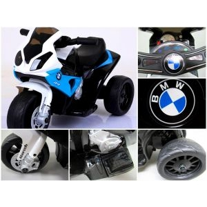 Motocicleta electrica pentru copii BMW S1000RR, 69x44x36.5 cm, varsta 1.5-4 ani, roti si scaun din plastic, putere 25W - Albastru [6]
