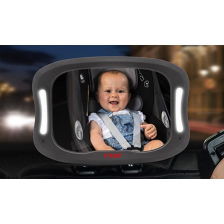 Oglinda de siguranta auto cu LED pentru monitorizare bebelusi, prindere pe tetiera, Reer BabyView 86101 [5]