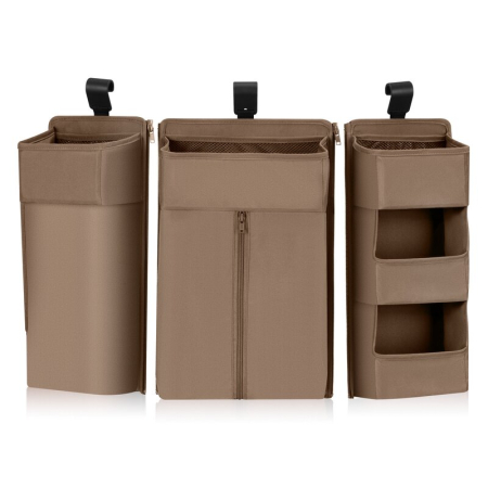 Organizator multifunctional, Lionelo, Sidepocket L, 58x11x58 cm, 3 parti independente cu multiple buzunare, Universal, Constructie ranforsata, Bej [5]