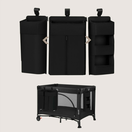 Organizator multifunctional, Lionelo, Sidepocket L, 58x11x58 cm, 3 parti independente cu multiple buzunare, Universal, Constructie ranforsata, Negru [11]