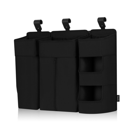Organizator multifunctional, Lionelo, Sidepocket L, 58x11x58 cm, 3 parti independente cu multiple buzunare, Universal, Constructie ranforsata, Negru [7]