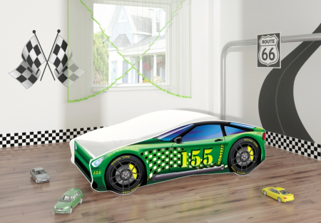 Pat copii 160 x 80 cm - Pat Tineret MyKids Race Car 04 Green-160x80