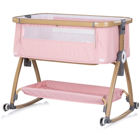 Patut co-sleeper Chipolino Charisma cu laterala culisanta powder pink wood [5]