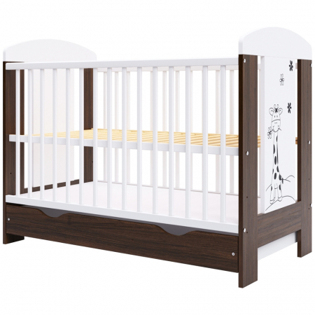 Patuturi lemn 120 x 60 cm cu sertar - Patut copii din lemn Hubners Calisto Girafa 120x60 cm maro cu sertar