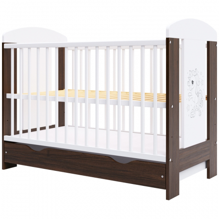 Patuturi lemn 120 x 60 cm cu sertar - Patut copii din lemn Hubners Calisto Unicorn 120x60 cm maro cu sertar