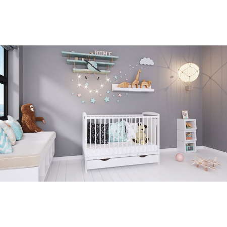 Patut copii din lemn Hubners Karly 120x60 alb cu sertar [1]