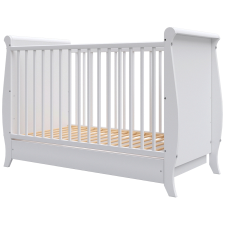 Patuturi lemn 120 x 60 cm cu sertar - Patut copii din lemn Hubners Mara 120x60 cm alb cu sertar
