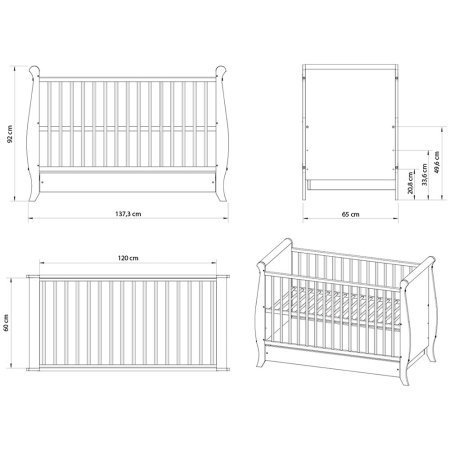 Patut copii din lemn Hubners Mara 120x60 cm alb cu sertar [3]