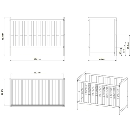 Patut copii din lemn Hubners Paula 120x60 alb [1]
