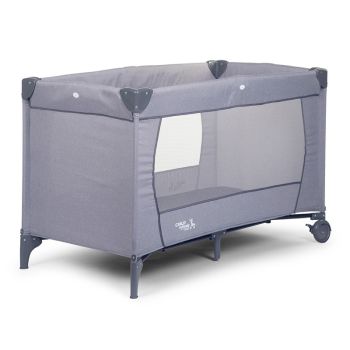 Patut pliant copii - Patut de calatorie gri cu 2 nivele 60x120cm - Childhome