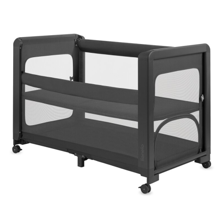 Patut pliant copii - Patut multifunctional, Lionelo, Patty, 5 in 1, 0- 36 luni, Co-sleeper, Tarc de joaca, Patut de calatorie, Laterala rabatabila, 2 trepte reglare saltea, Roti, Husa transport inclusa, Gri