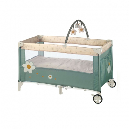Patut pliant copii - Patut pliant Jane Duo Level cu roti cu arcada cu jucarii Botanic