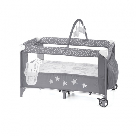Patut pliant copii - Patut pliant Jane Duo Level cu roti cu arcada cu jucarii Star
