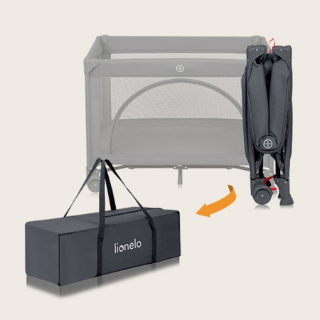 Patut pliant Lionelo Laura 102 x 74 cm cu doua nivele cu functie de tarc cu roti [7]