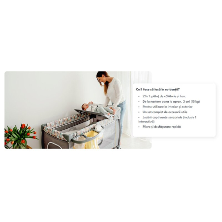 Patut pliant, Lionelo, Sven Plus, 120x60 cm, cu doua nivele, cu arcada jucarii, masuta de infasat, vibratii, melodii, Bej Latte [32]