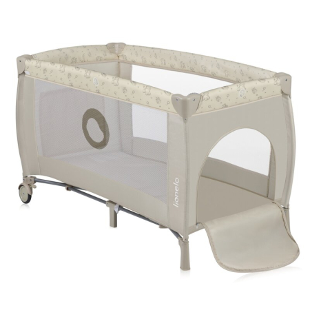 Patut pliant, Lionelo, Sven Plus, 120x60 cm, cu doua nivele, cu arcada jucarii, masuta de infasat, vibratii, melodii, Bej Latte [10]