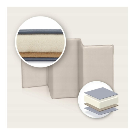 Patut pliant, Lionelo, Sven Plus, 120x60 cm, cu doua nivele, cu arcada jucarii, masuta de infasat, vibratii, melodii, Bej Latte [8]