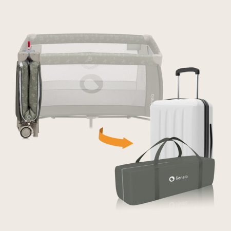 Patut pliant, Lionelo, Sven Plus, 120x60 cm, cu doua nivele, cu arcada jucarii, masuta de infasat, vibratii, melodii, Bej Olive [15]