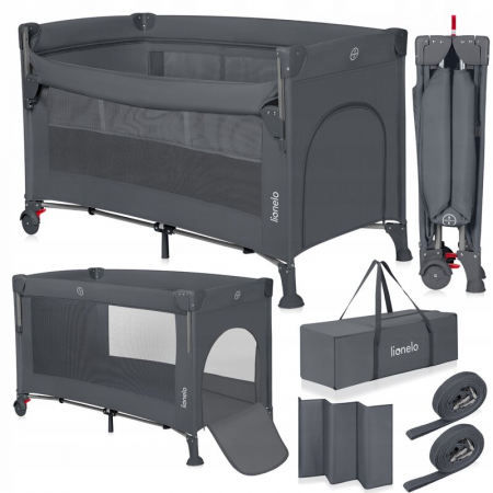 Patut pliant multifunctional Lionelo Ellen cu laterala culisanta pana la 15 kg 120x60 cm [2]