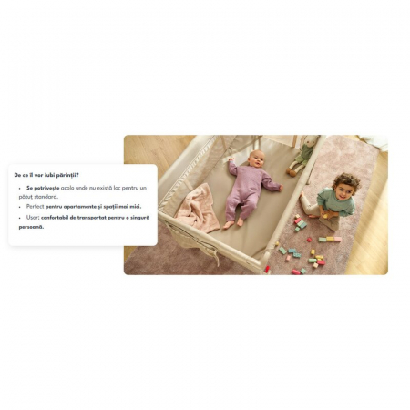 Patut pliant multifunctional Lionelo Ellen cu laterala culisanta pana la 15 kg 120x60 cm [18]