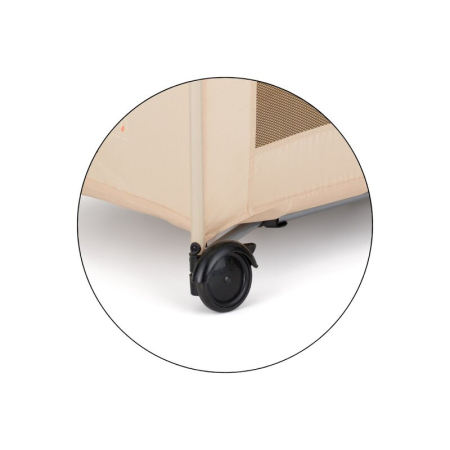 Patut pliant, Petite&Mars, Koot, 120 x 60 cm, Cu roti, Functie de tarc, Pliere compacta, Include geanta de transport, Intrare laterala cu fermoar, Pereti din plasa, Pana la 15 kg, 0-30 luni, Maro [6]