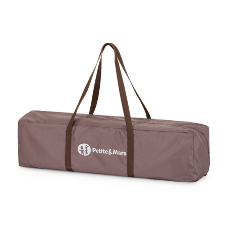 Patut pliant, Petite&Mars, Nyja, 120 x 60 cm, Cu roti, Functie de tarc, Pliere compacta, Include geanta de transport, Intrare laterala cu fermoar, Pereti din plasa, Pana la 15 kg, 0-30 luni, Mocha [8]