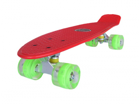Skateboard - Penny board Mad Cruiser cu roti LED ABEC 7-rosu