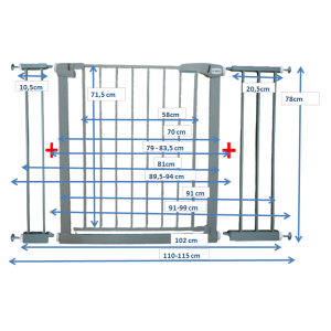 Poarta de siguranta din metal 79-115 cm R-Sport S3 - Gri [2]