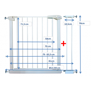 Poarta de siguranta din metal 79-94 cm R-Sport S1 - Alb [2]