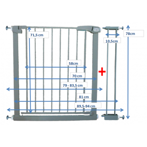 Poarta de siguranta din metal 79-94 cm R-Sport S1 - Gri [2]