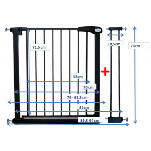 Poarta de siguranta din metal 79-94 cm R-Sport S1 - Negru [2]