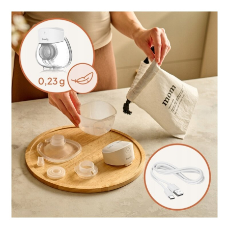 Pompa de san, Lionelo, Fidi Free Lumi, Portabila, cu accesorii, Hands-free, 9 functii de masaj, Functie iluminare pentru noapte, Fara BPA, Autonomie 3 h, Capacitate 180 ml, Alb [23]