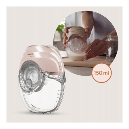 Pompa de san, Lionelo, Fidi Free Slim Duo, Portabila, cu accesorii, Hands-free, Trifazata, Panou control, Autonomie pana la 3 h, 9 functii de masaj, Silentioasa- 40 db, Capacitate 150 ml, Roz [24]