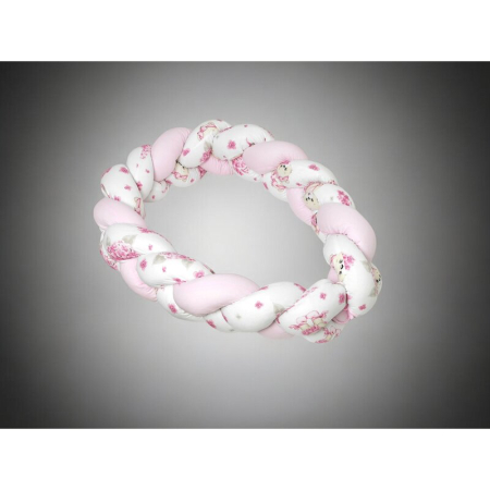 Protectie laterala, MimiNu, pentru patut bebe, Tip Bumper impletit, din bumbac, din Lungime 220 cm, Pink Ballerina [1]