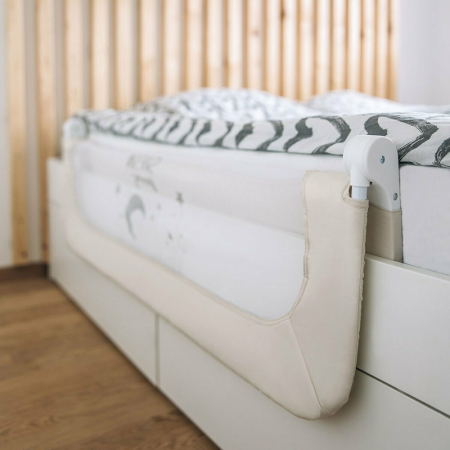Protectie laterala pat, FreeON, pentru bebe, Rabatabila, Instalare usoara, Dimensiune 135 x 57 cm, Sweet Dreams, Light Beige [4]
