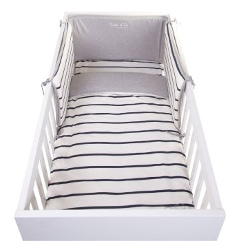 Lenjerii patut 120 x 60 cm - Protectie laterala patut bebe 35x170cm Jersey Marin - Childhome