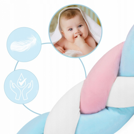Protectie laterala pentru patut, impletita, 3 M, Ricokids 722105 - Albastru - Roz [1]
