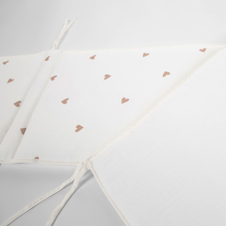 Protectie patut Childhome Jerse Muselina 35x170 cm, Inimioare [2]