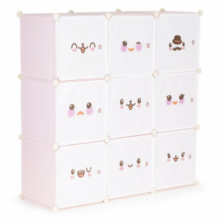 Dulap si cutii depozitare jucarii - Raft modular cu 9 compartimente pentru camera copilului Ecotoys 09C