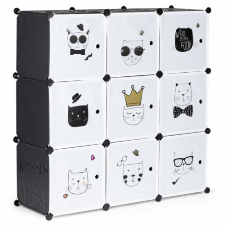 Dulap si cutii depozitare jucarii - Raft modular cu 9 compartimente pentru camera copilului Ecotoys 09D