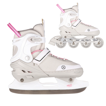 Patine gheata reglabile - Role/Patine 2IN1 Nils Extreme NH18188A, Gri/Roz