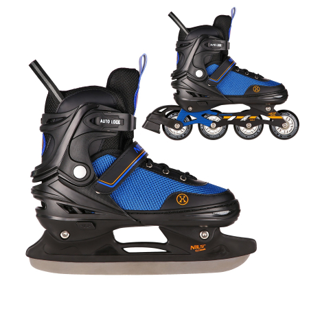 Patine gheata reglabile - Role/Patine 2IN1 Nils Extreme NH18188A, Negru/Oranj