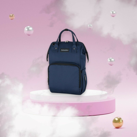 Rucsac pentru mamici, Petite&Mars, Jack, cu 11 compartimente, cu buzunare termice, Saltea de infasat inclusa, 30 x 42 x 15 cm, Albastru [2]