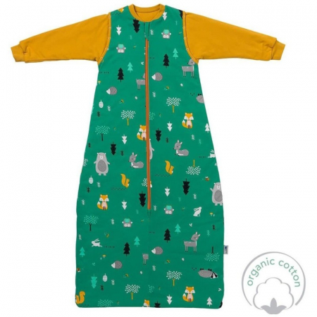 Sac de dormit 130 cm - Sac de dormit cu maneca lunga detasabila Woodland Animals 130 cm 2.5 Tog - Slumbersac