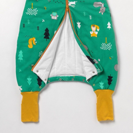 Sac de dormit cu picioruse si maneca lunga detasabila Woodland Animals 80 cm + manseta 2.5 Tog - Slumbersac [1]