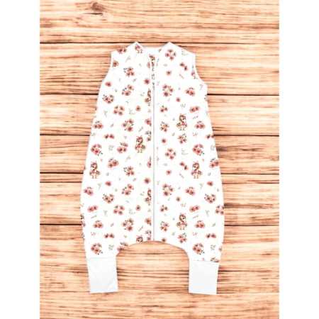 Sac de dormit, MimiNu, cu picioruse, De iarna, din bumbac, cu fermoar pe mijloc, 87 cm, 3 luni - 2.5 ani, 2.5 Tog, Ducklings Powdery Pink [1]