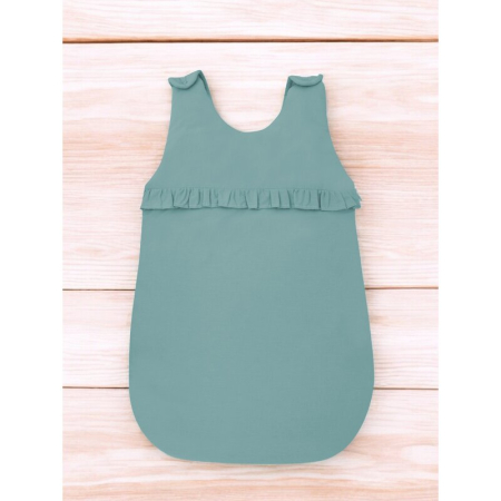 Sac de dormit, MimiNu, pentru bebelusi, De iarna, cu volanase, din bumbac, cu fermoar lateral, cu capse pe umar, 70 cm, 0 - 6 luni, 2.5 Tog, Colectia Royal, Nepal Green [1]