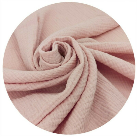 Sac de dormit, Qmini, cu picioruse, de iarna, din muselina dubla, cu fermoar pe mijloc, 90 cm, S, Material, Powder Pink [1]