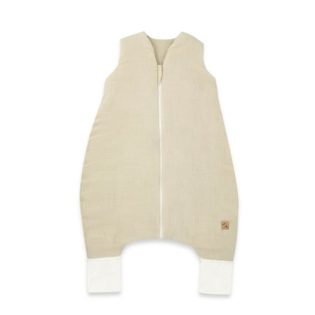 Sac de dormit 90 cm - Sac de dormit, Qmini, cu picioruse, De iarna, din muselina dubla, cu fermoar pe mijloc, 90 cm, S, Material, Warm Beige