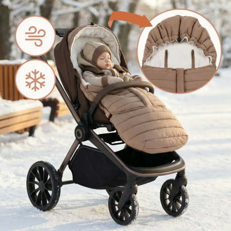 Sac de iarna, Lionelo, Oli, pentru carucior, landou sau scaun auto, 101x45 cm, Impermeabil, Rezistent pana la -20 grade, Extensibil, Maro [16]